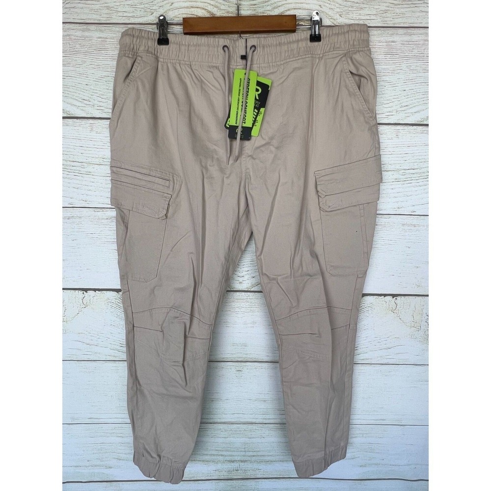Refinery Republic Jogger Mens Size 2X Beige Stretch Twill Tapered Leg Pants New
